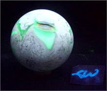 Load image into Gallery viewer, Fluorescent Chalcedony and Magnesite 70mm Sphere for UV Collection 6210