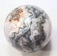 Load image into Gallery viewer, Amethyst Lace with Plume Fluorite 50mm Home Interior Decor Sphere or Gift 6219