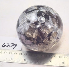 Load image into Gallery viewer, Lepidolite Kunzite Tourmaline w Pink Feldspar 86mm Sphere Home or Office 6279A