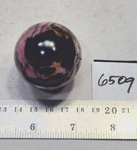 Load image into Gallery viewer, Rhodonite 41mm Decor Sphere -Interior Home or Office - Metaphysical/Healing 6509