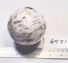 Load image into Gallery viewer, Fluorescent Petrified Wood w Crystal Vugs 89mm Sphere for UV Collection 6552
