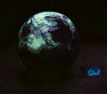 Load image into Gallery viewer, Fluorescent AZ Calcite and Hyalite 86mm Large Sphere for Collection or Gift 5384
