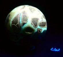 Load image into Gallery viewer, Fluorescent Septarian Nodule Large 114mm Sphere for Home or Office Decor 5417