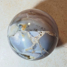 Load image into Gallery viewer, Fluorescent Chalcedony and Magnesite 76mm Sphere for Collection or Decor 5216
