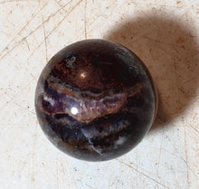 Load image into Gallery viewer, Hematite and Amethyst 29mm Sphere Home Decor Unique Gift or Metaphysical 5228