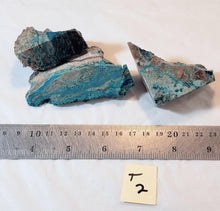 Load image into Gallery viewer, Chrysocolla and Malachite in Matrix 3 Cut Specimens or Cutting Rough T2
