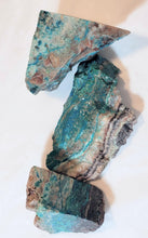 Load image into Gallery viewer, Chrysocolla and Malachite in Matrix 3 Cut Specimens or Cutting Rough T2