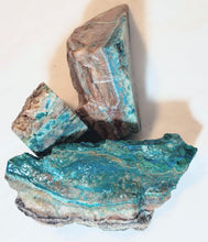 Load image into Gallery viewer, Chrysocolla and Malachite in Matrix 3 Cut Specimens or Cutting Rough T2