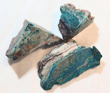 Load image into Gallery viewer, Chrysocolla and Malachite in Matrix 3 Cut Specimens or Cutting Rough T2