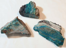 Load image into Gallery viewer, Chrysocolla and Malachite in Matrix 3 Cut Specimens or Cutting Rough T2