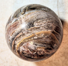 Load image into Gallery viewer, Fluorite with Amethyst Lace and Crystalline Vugs 82mm Sphere for Home Decor 5258