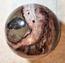 Load image into Gallery viewer, Fluorite with Amethyst Lace and Crystalline Vugs 82mm Sphere for Home Decor 5258