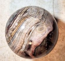 Load image into Gallery viewer, Fluorite with Amethyst Lace and Crystalline Vugs 82mm Sphere for Home Decor 5258