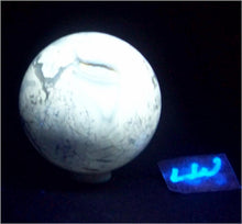 Load image into Gallery viewer, Fluorescent Chalcedony and Magnesite 70mm Sphere for UV Collection 6210
