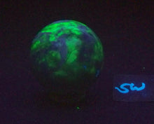 Load image into Gallery viewer, Sky Blue Burro Creek Fluorescent Agate 50mm Sphere - Decor or Collectible 6501
