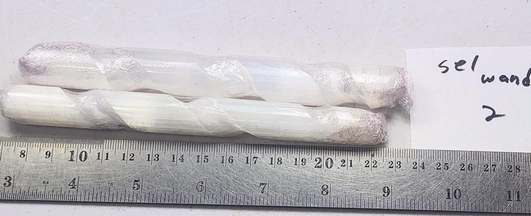 Selenite Crystal Massage or Decorative Wands 2 Pieces Great Gift SelW2