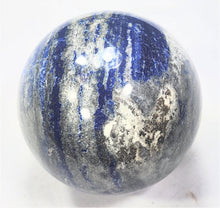 Load image into Gallery viewer, Fluorescent Lapis w Hackmanite Phlogopite Diopside 82mm Sphere UV Display 6216

