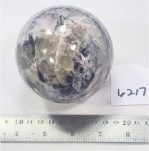 Load image into Gallery viewer, Kunzite Tourmaline Lepidolite Feldspar in Quartz 86mm Interior Decor Sphere 6217
