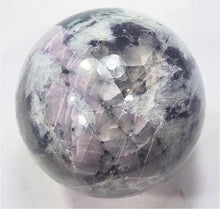 Load image into Gallery viewer, Kunzite Tourmaline Lepidolite Feldspar in Quartz 86mm Interior Decor Sphere 6217
