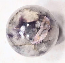 Load image into Gallery viewer, Kunzite and Lepidolite in Quartz 60mm Sphere also UV Unique Holiday Gift 6232
