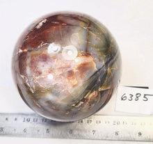 Load image into Gallery viewer, Petrified Wood Rare 101mm Sphere Original Art Sculpture - Rustic Interior - 6385
