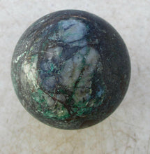 Load image into Gallery viewer, Malachite Cuprite &amp; Quartz in Specular Hematite 44mm Sphere 4521
