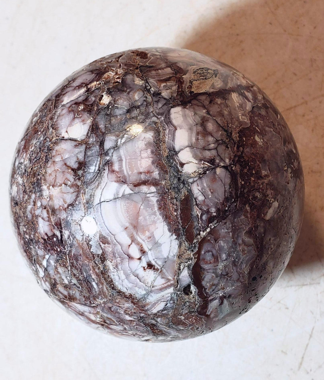 Brecciated Fluorite Large 86mm Sphere for Home Decor or Collection or Gift 5214