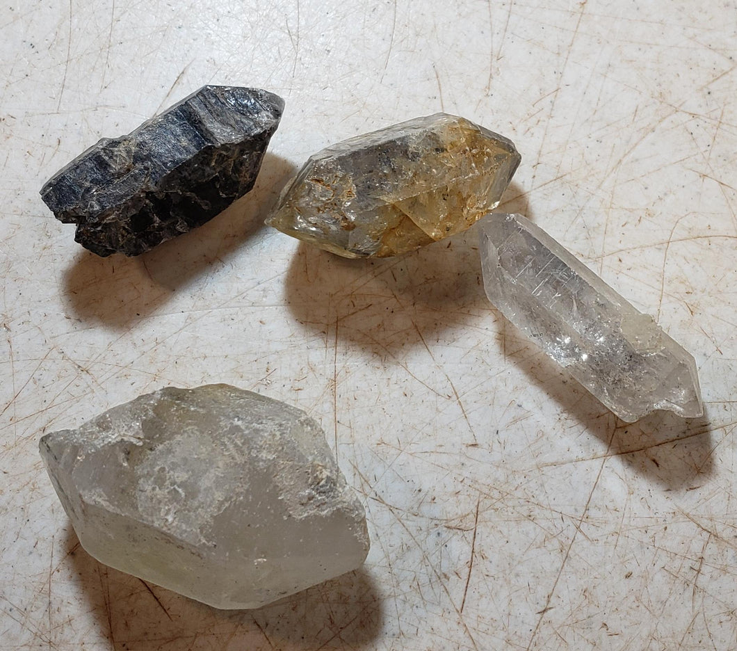 Tibetan Herkimer Quartz Crystals Set of 4 Stones for Jewelry or Metaphysical YTXL2
