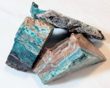Load image into Gallery viewer, Chrysocolla and Malachite in Matrix 3 Cut Specimens or Cutting Rough T2
