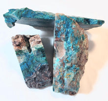Load image into Gallery viewer, Chrysocolla and Malachite in Matrix 3 Cut Specimens or Cutting Rough T2
