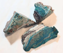 Load image into Gallery viewer, Chrysocolla and Malachite in Matrix 3 Cut Specimens or Cutting Rough T2
