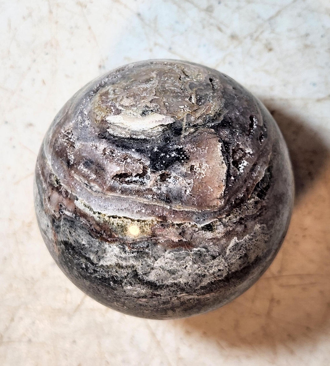 Amethyst Lace w Fluorite Galena & Druse Vugs 60mm Sphere Office Home Decor 5269