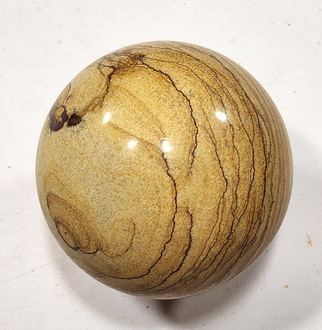 Picture Jasper Large 89mm Sphere Home Office Stone Interior Decor or Gift 5382