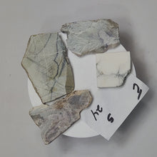 Load and play video in Gallery viewer, Cab Rough 4 Slabs Howelite and Picasso Marble and Lepidolite and AZ Agate ES24
