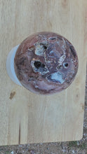 Load and play video in Gallery viewer, AZ Red Jasper w Crystal Vugs 152mm Sphere for Collection or Home Decor 5266
